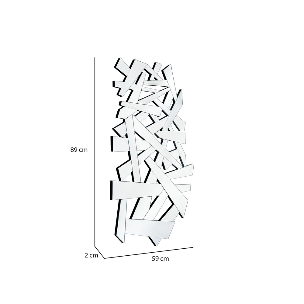 Criss Cross Rectangular Glass Mirror- Silver