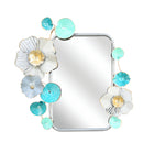 Flora Rectangular Decorative Metal Frame Mirror- Sea Green & Gold