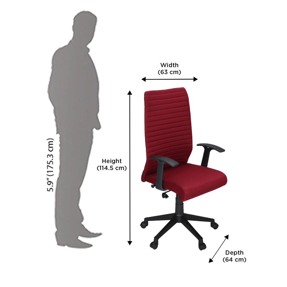 Thames Neo High Back Fabric Chair (Maroon)