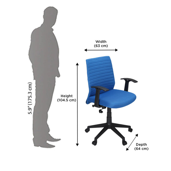 Thames Neo Mid Back Fabric Chair (Blue) โ Nilkamal Homes