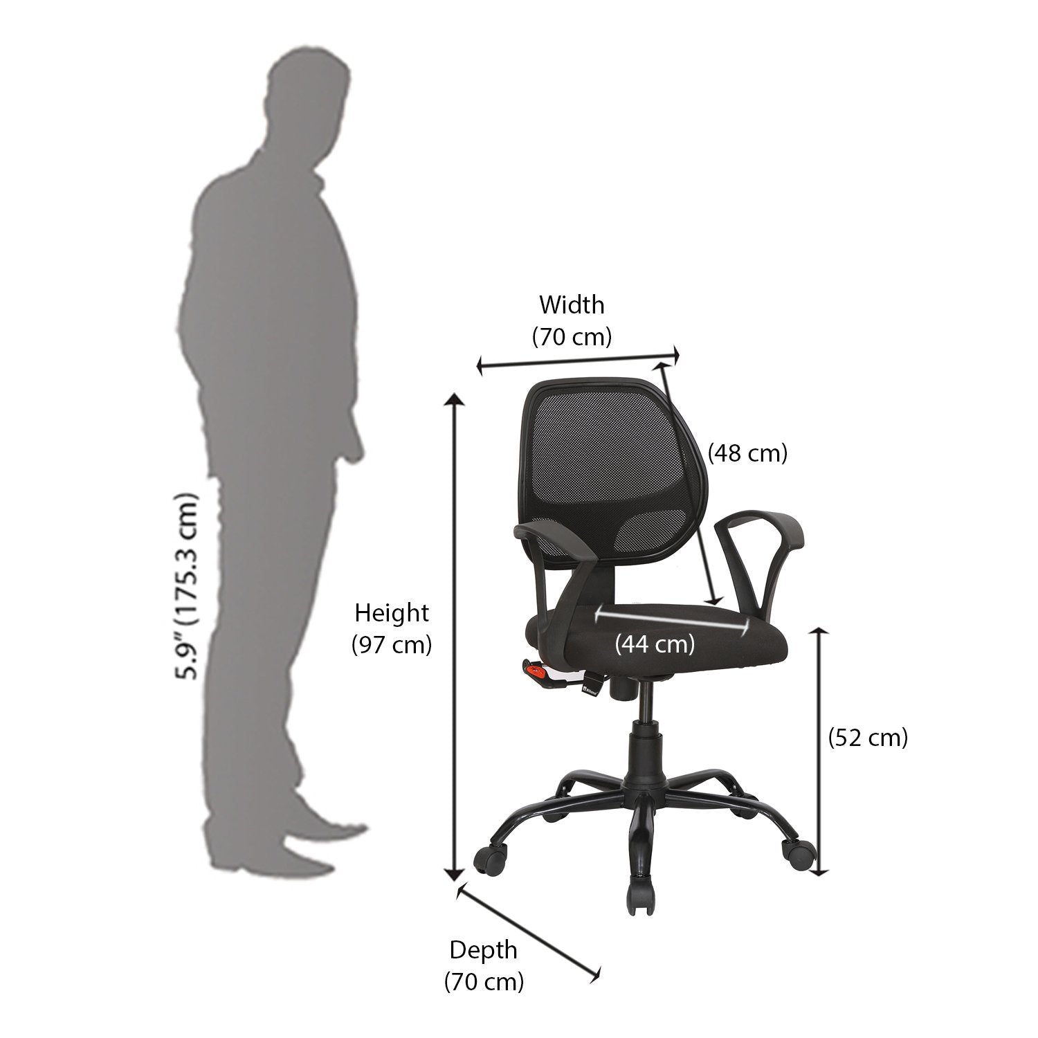 Mustang Mid Back Mesh Chair (Black)