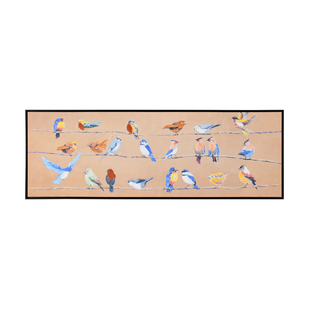 Birds Chatter Canvas Wall Painting (Mustard)