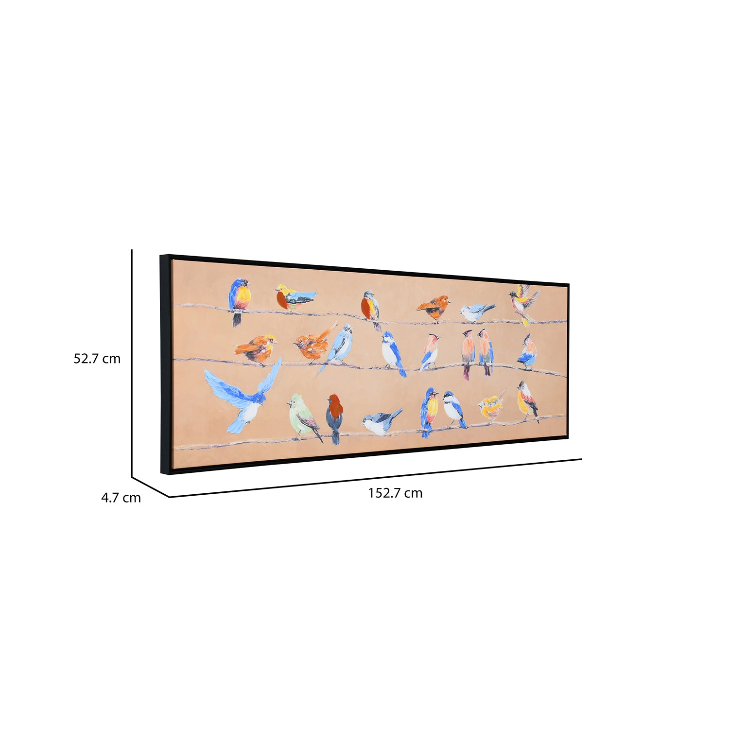 Birds Chatter Canvas Wall Painting (Mustard)