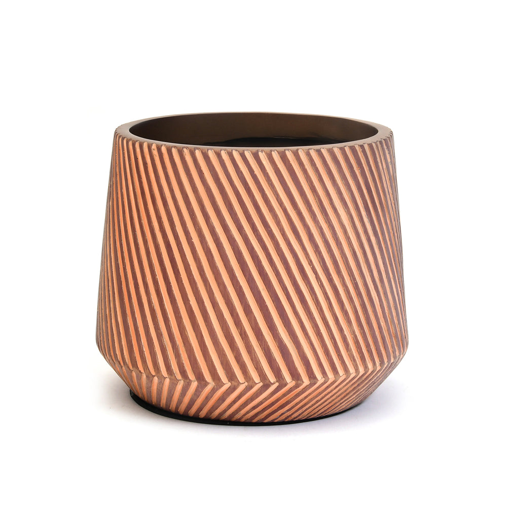 Oval Large Polyresin Planter - Brown