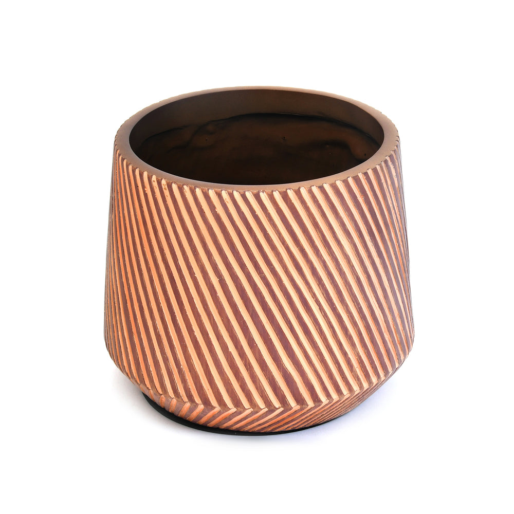 Oval Large Polyresin Planter - Brown