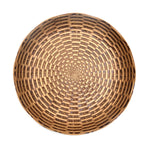 Rattan Round Polyresin Decorative Platter- Brown & Beige