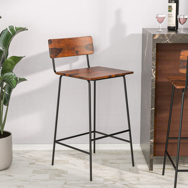 Nilkamal Reef Solid Wood Bar Stool Walnut