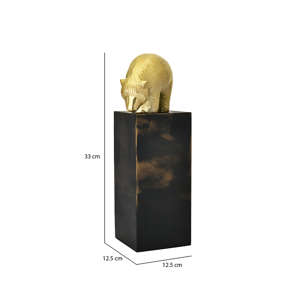 Tall Bear Metal Decorative Showpiece- Black & Gold