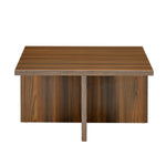 Trendy Engineered Wood Coffee Table Set with Storage Stool (Walnut)
