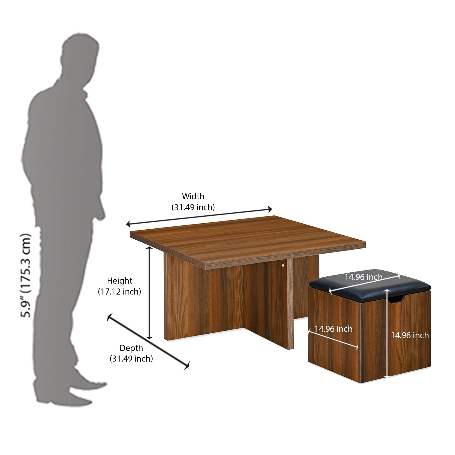 Buy Trendy Engineered Wood Coffee Table Set (Walnut) Online
