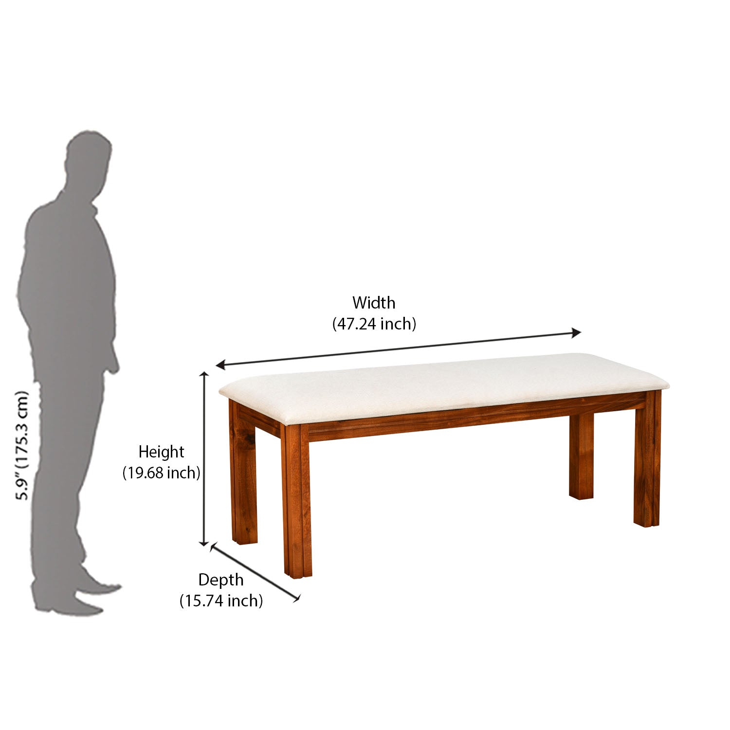 Vera 6 Seater Solid Wood Dining Bench (Honey Brown)