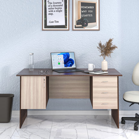 Nilkamal vertex Office Table Brown Clound Ash