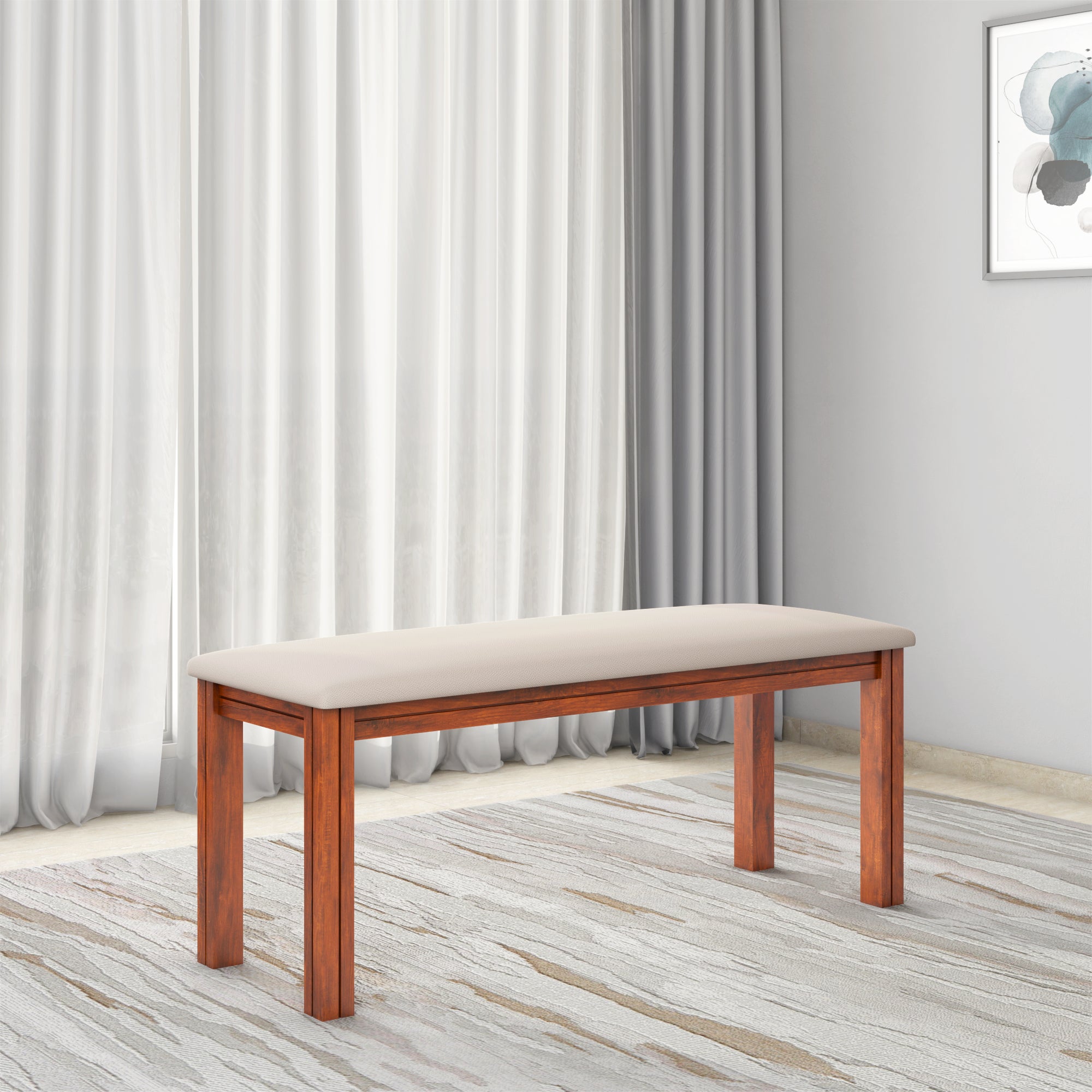 Vera 6 Seater Solid Wood Dining Bench (Honey Brown)