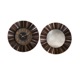 Innova Wall Clock & Mirror Combo- Brown