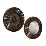 Innova Wall Clock & Mirror Combo- Brown