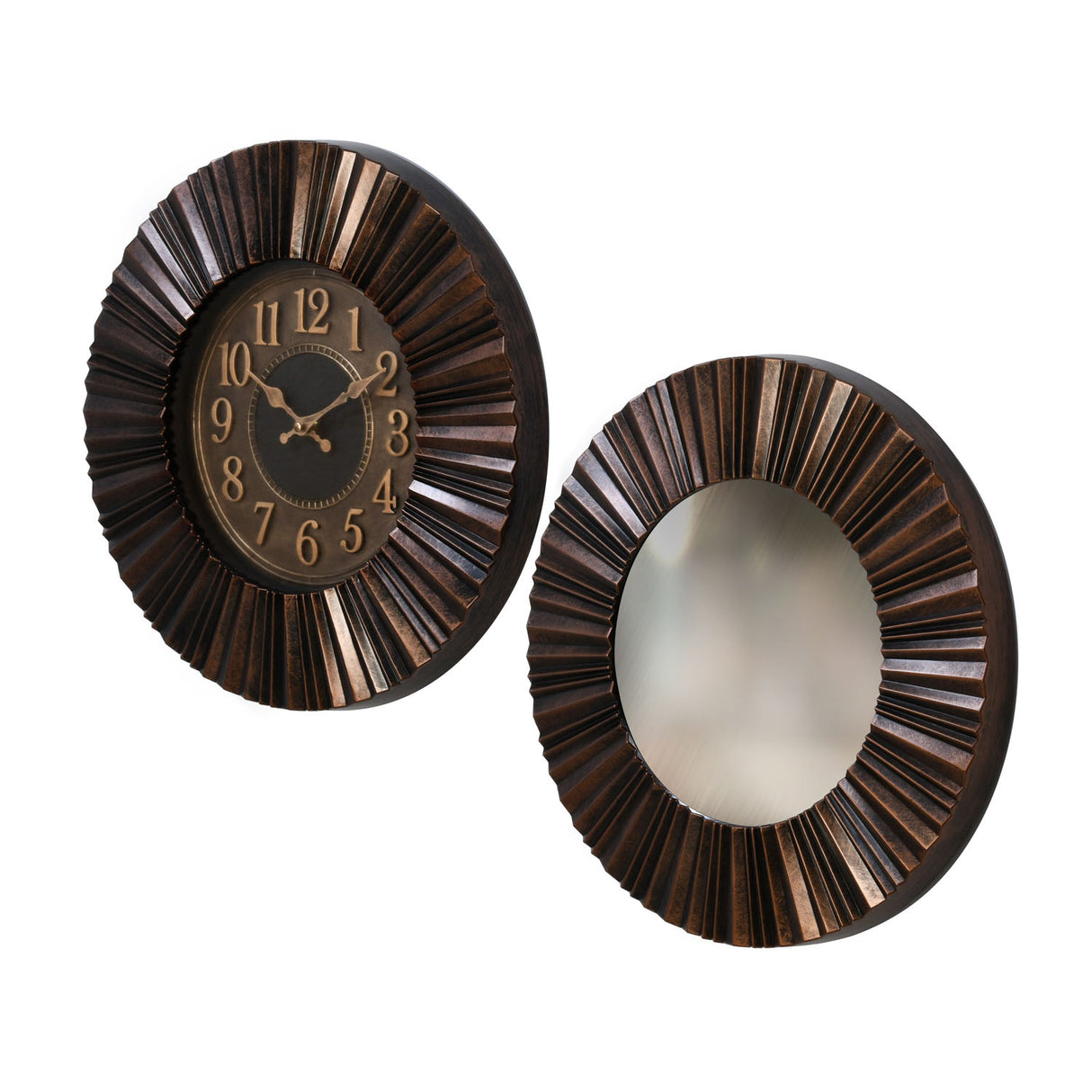 Innova Wall Clock & Mirror Combo- Brown