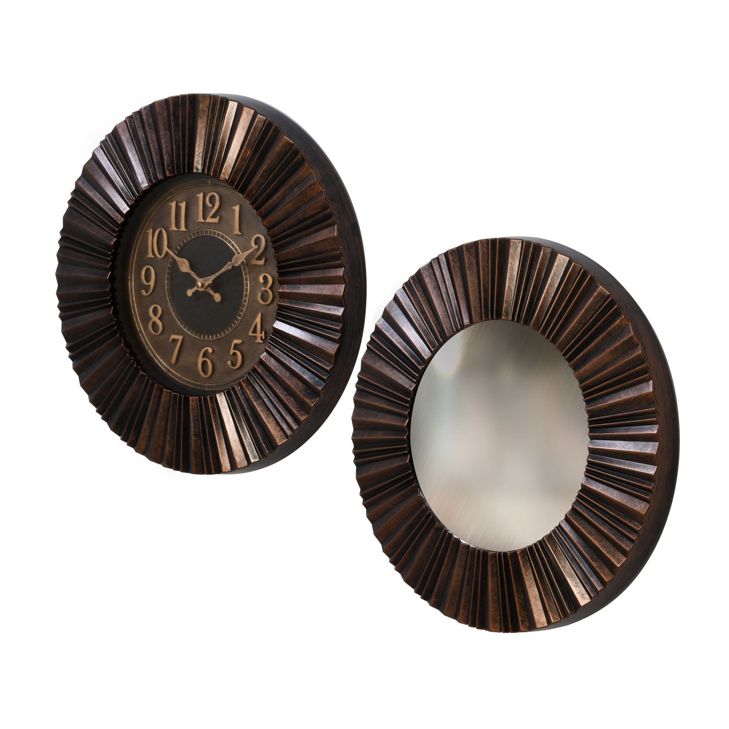 Innova Wall Clock & Mirror Combo- Brown