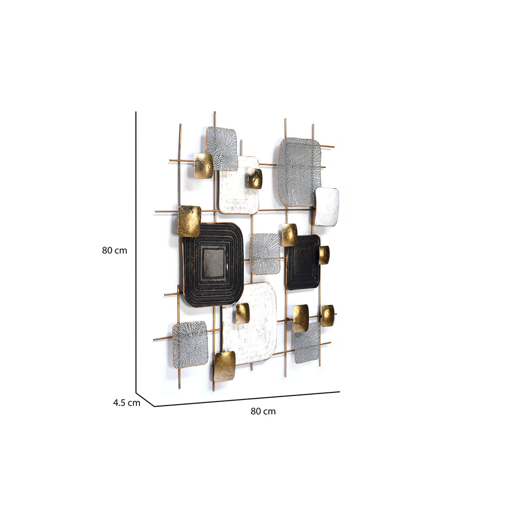 Quadra Metal Wall Decor - Black, White & Gold
