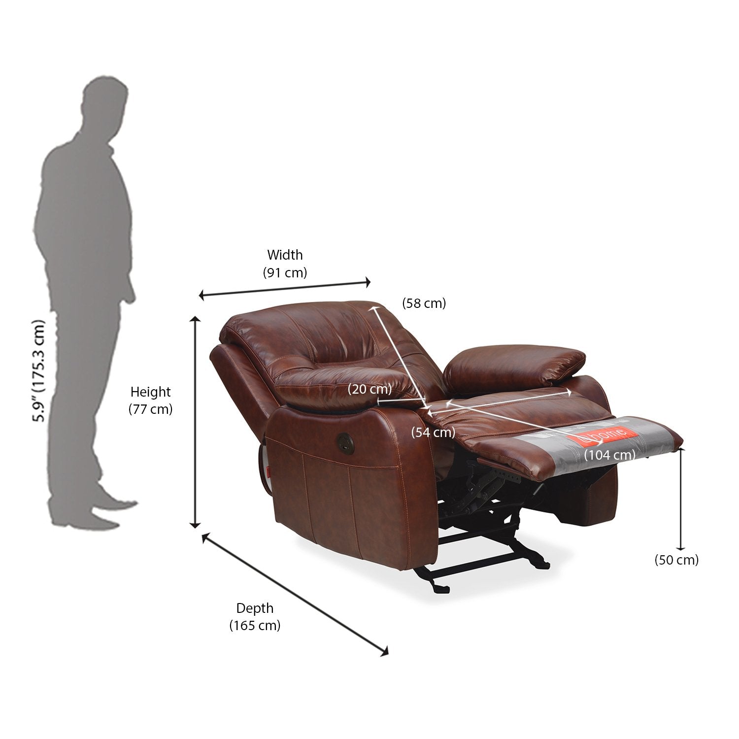 Wilson 1 Seater Electric Recliner (Caramel)