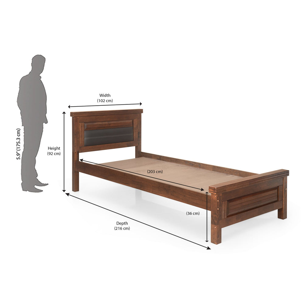 Dexter Solid Wood Single Bed without Storage-Cappucino