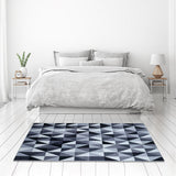 Nilkamal Triangles 90 Cm X 150 Cm Carpet Black White
