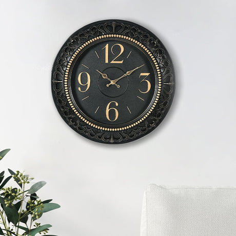 Nilkamal Antique Carved Wall Clock (Black)