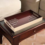 Nilkamal Mdf Rectangular Small Serving Tray Brown Beige