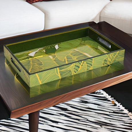 Nilkamal Printed Mdf Serving Trays Set Of 2 Green