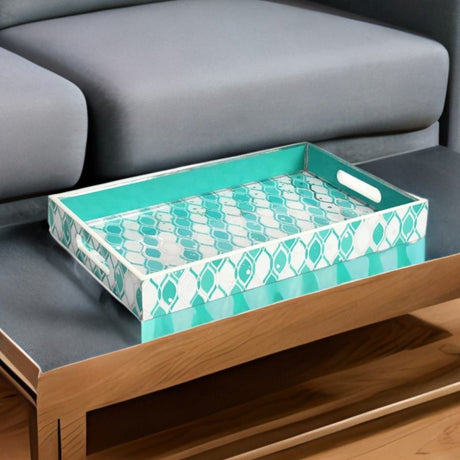 Nilkamal Printed Mdf Serving Trays Set Of 2 Seagreen