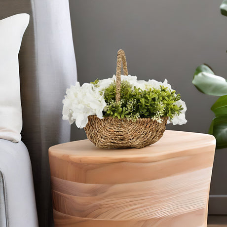 Nilkamal Hydrangea Basket Potted Plant White