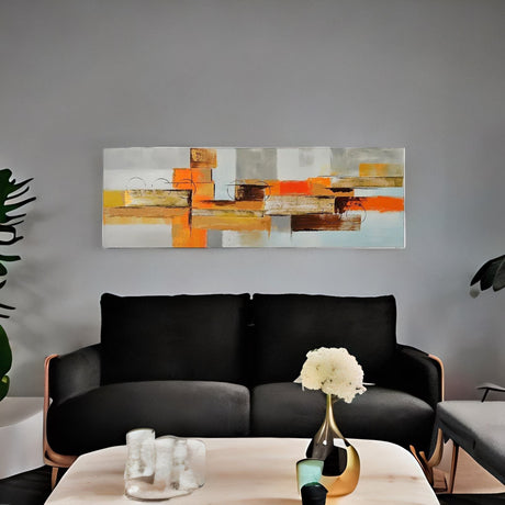 Nilkamal Embossed Abstract Geometric Painting (Mustard)