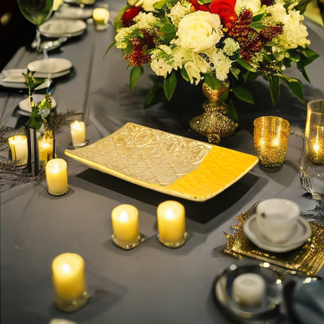 Nilkamal Polka Dot Rectangular Platter Mustard Gold
