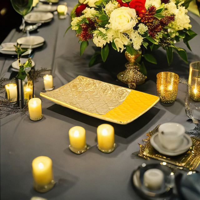 Nilkamal Polka Dot Rectangular Platter Mustard Gold